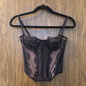 Urban Outfitters Black Sheer Lace Bustier Top